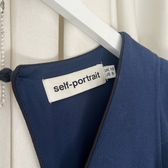 SELF PORTRAIT Blue Belted Ruffle Midi Dress US6 - Picture 7 of 10